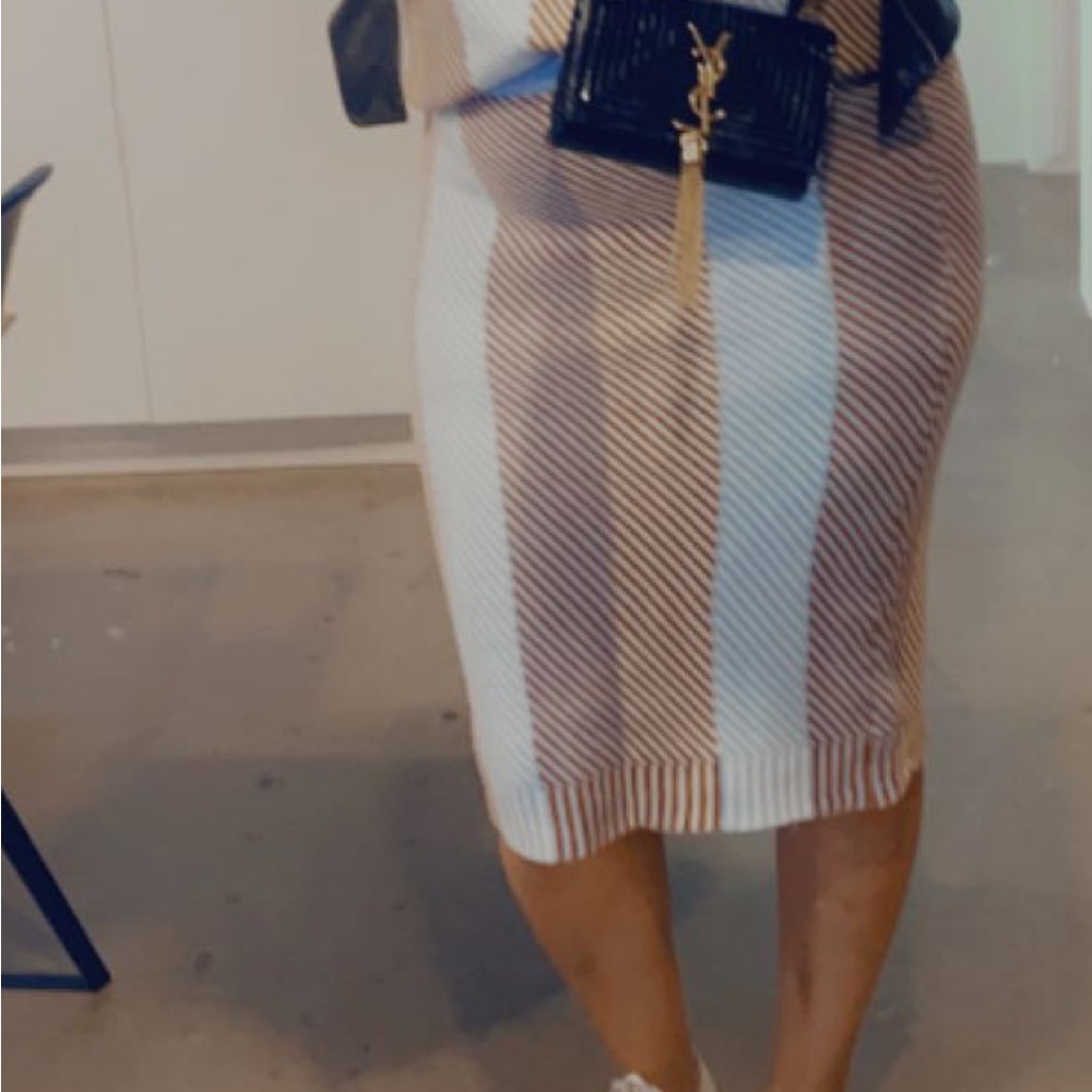 Striped Brown and White Skirt